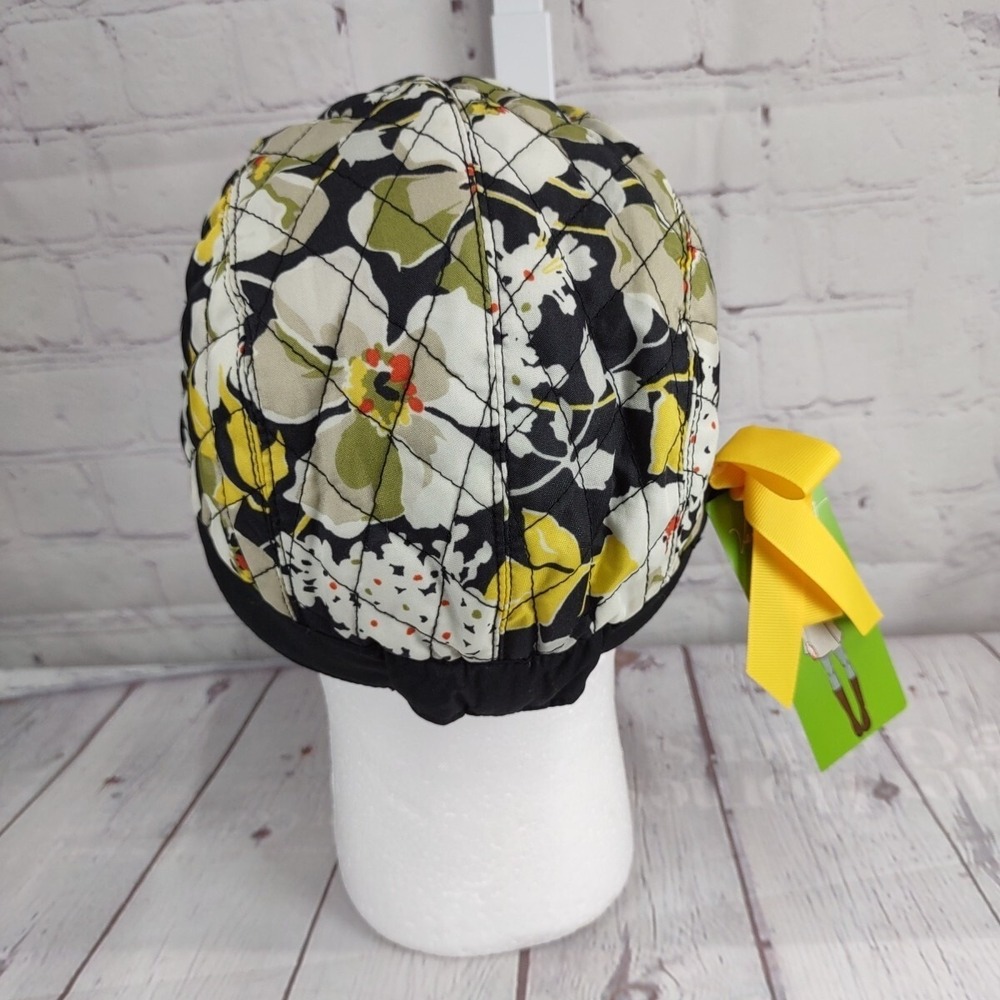 NWT VERA BRADLEY 'Be Cozy' Collection Newsgirl Hat (Dogwood Pattern) BLK YLW WHT - Picture 3 of 5
